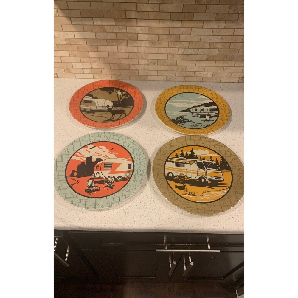 Camp‎ Casual Retro Themed Plates set of 4